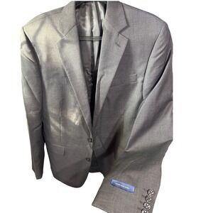 Stafford Men 42 Long Charcoal Gray Super 100s Wool Classic Fit Blazer Jacket